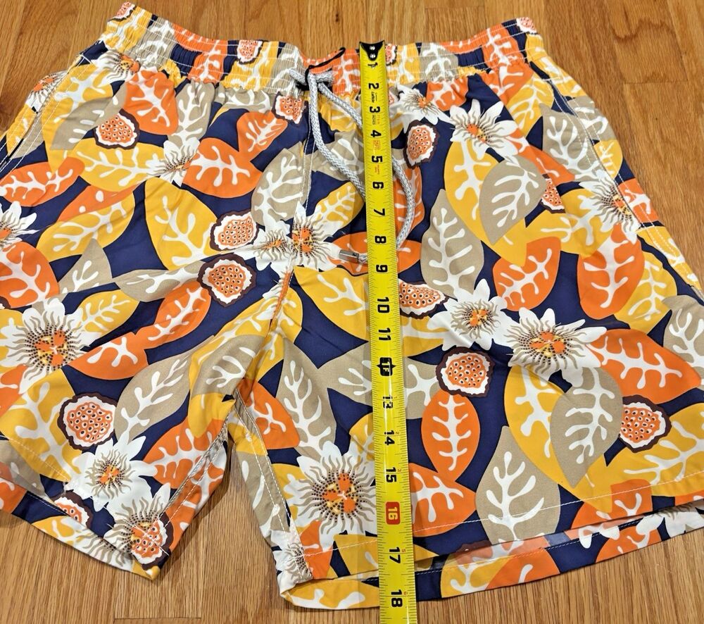 NWT VILEBREQUIN Swim Trunks Men's XXL-2XL Moorea Shorts Blue Orange Drawstring - Picture 4 of 16